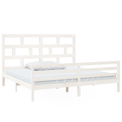 3101304 vidaXL Bed Frame without Mattress White Solid Wood 200x200 cm (810451+814215)
