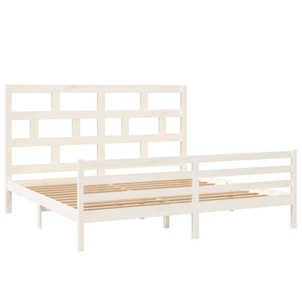 3101304 vidaXL Bed Frame without Mattress White Solid Wood 200x200 cm (810451+814215)