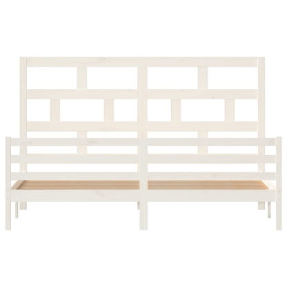 3101304 vidaXL Bed Frame without Mattress White Solid Wood 200x200 cm (810451+814215)