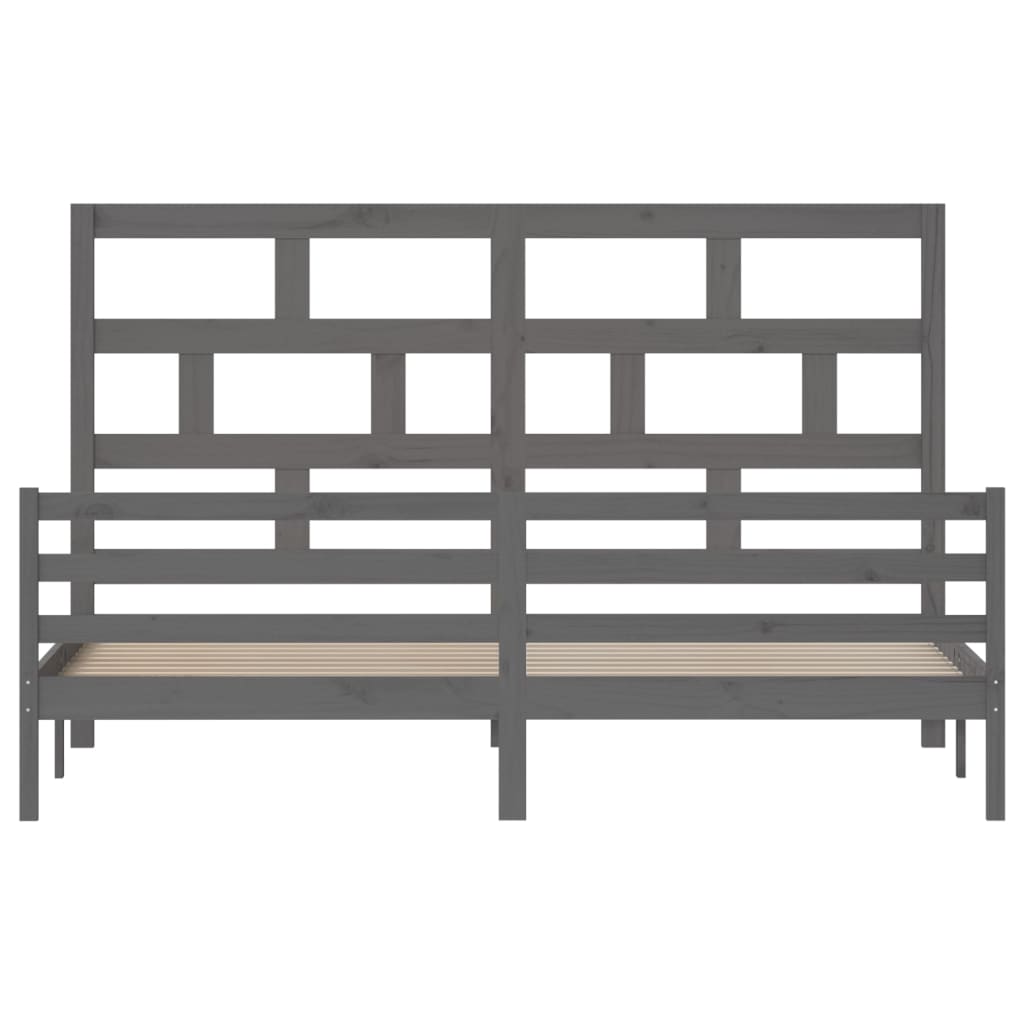 3101305 vidaXL Bed Frame without Mattress Grey Solid Wood 200x200 cm (810452+814216)