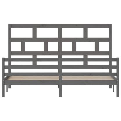 3101305 vidaXL Bed Frame without Mattress Grey Solid Wood 200x200 cm (810452+814216)