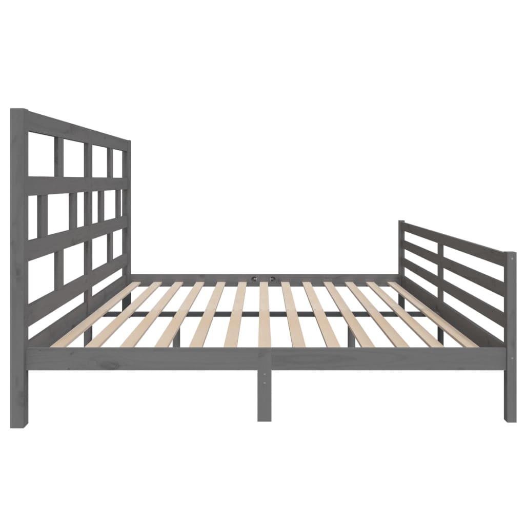 3101305 vidaXL Bed Frame without Mattress Grey Solid Wood 200x200 cm (810452+814216)