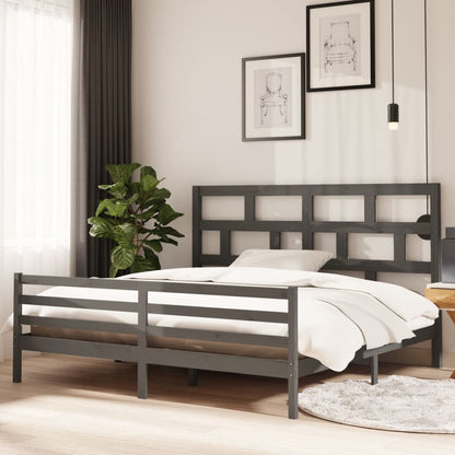 3101305 vidaXL Bed Frame without Mattress Grey Solid Wood 200x200 cm (810452+814216)