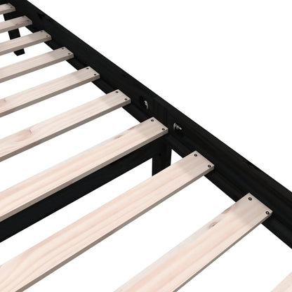 vidaXL Bed Frame | Black | Solid pine wood | 135x190 cm | Durable | Bed Frame