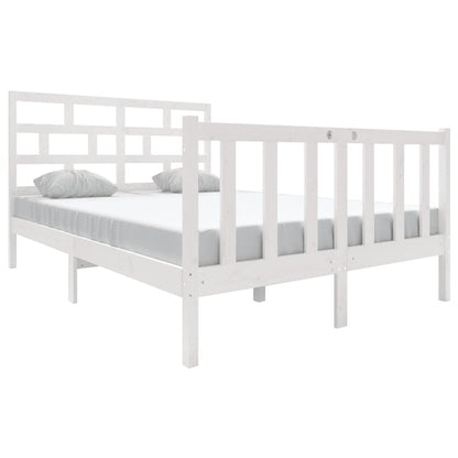 3101329 vidaXL Bed Frame without Mattress White Solid Wood 140x190 cm (810063+814195)