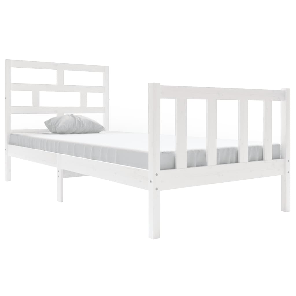 3101334 vidaXL Bed Frame without Mattress White Solid Wood 90x200 cm (810068+814175)
