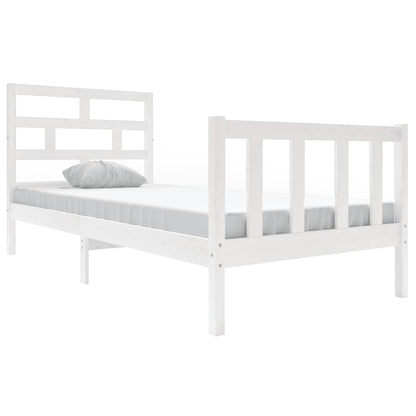 3101334 vidaXL Bed Frame without Mattress White Solid Wood 90x200 cm (810068+814175)