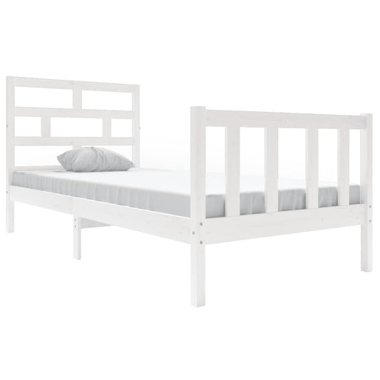 3101334 vidaXL Bed Frame without Mattress White Solid Wood 90x200 cm (810068+814175)