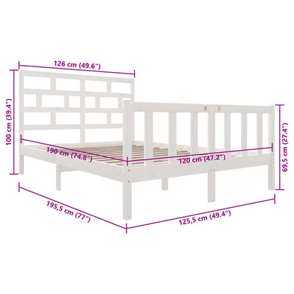 3101344 vidaXL Bed Frame without Mattress White Solid Wood 120x200 cm (810078+814185)