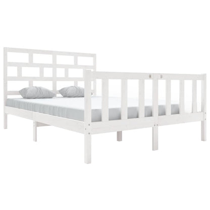 3101349 vidaXL Bed Frame without Mattress White Solid Wood 140x200 cm (810083+814195)