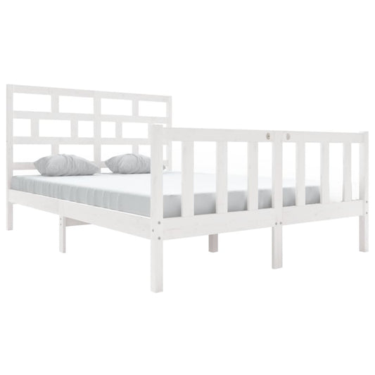 3101349 vidaXL Bed Frame without Mattress White Solid Wood 140x200 cm (810083+814195)