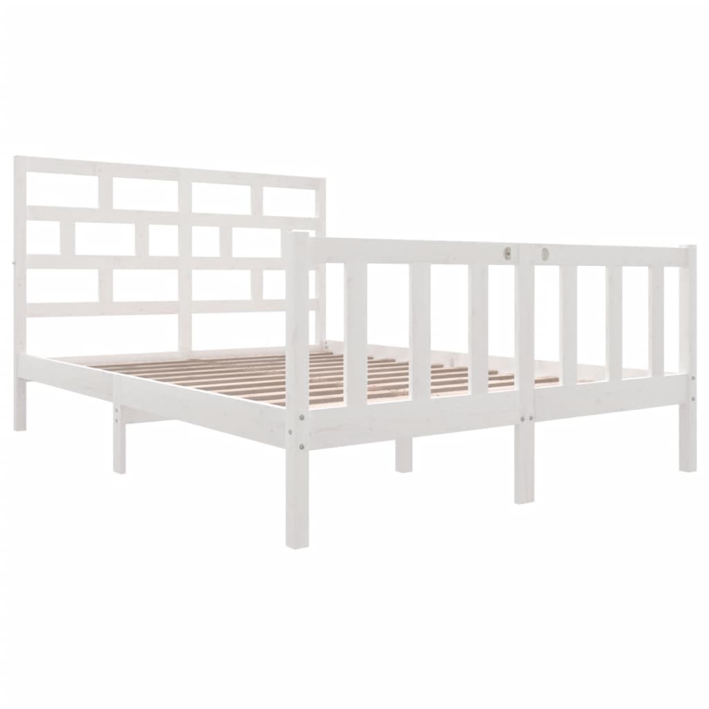 3101349 vidaXL Bed Frame without Mattress White Solid Wood 140x200 cm (810083+814195)