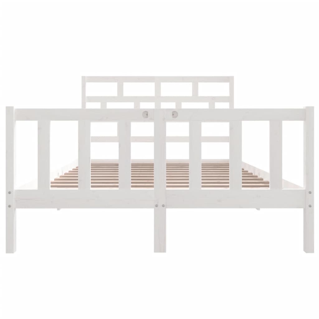 3101349 vidaXL Bed Frame without Mattress White Solid Wood 140x200 cm (810083+814195)