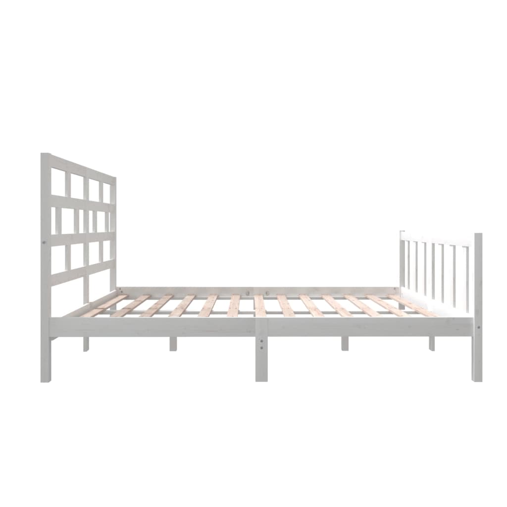 3101349 vidaXL Bed Frame without Mattress White Solid Wood 140x200 cm (810083+814195)