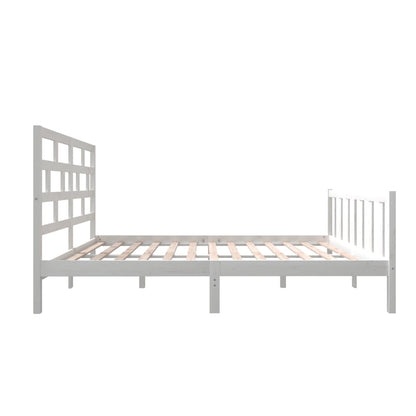 3101349 vidaXL Bed Frame without Mattress White Solid Wood 140x200 cm (810083+814195)