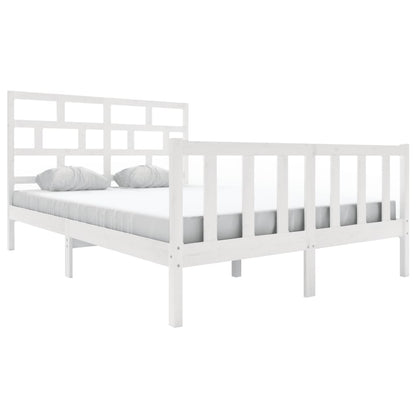 3101359 vidaXL Bed Frame without Mattress White Solid Wood 160x200 cm (810093+814205)