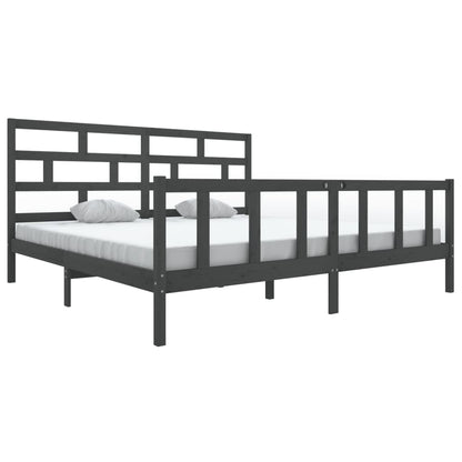 3101370 vidaXL Bed Frame without Mattress Grey Solid Wood 200x200 cm (810104+814216)