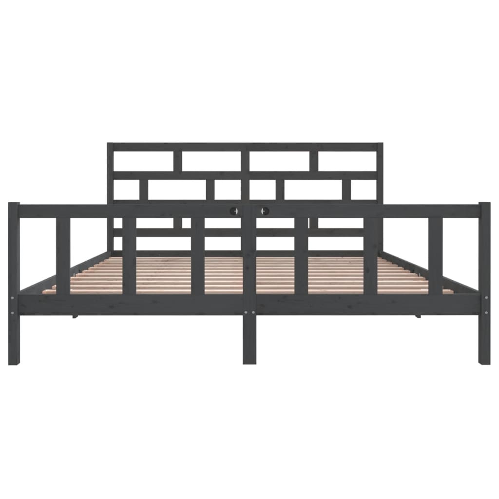 3101370 vidaXL Bed Frame without Mattress Grey Solid Wood 200x200 cm (810104+814216)