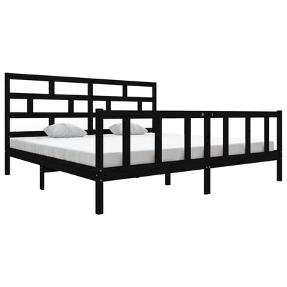 3101372 vidaXL Bed Frame without Mattress Black Solid Wood 200x200 cm (810106+814218)