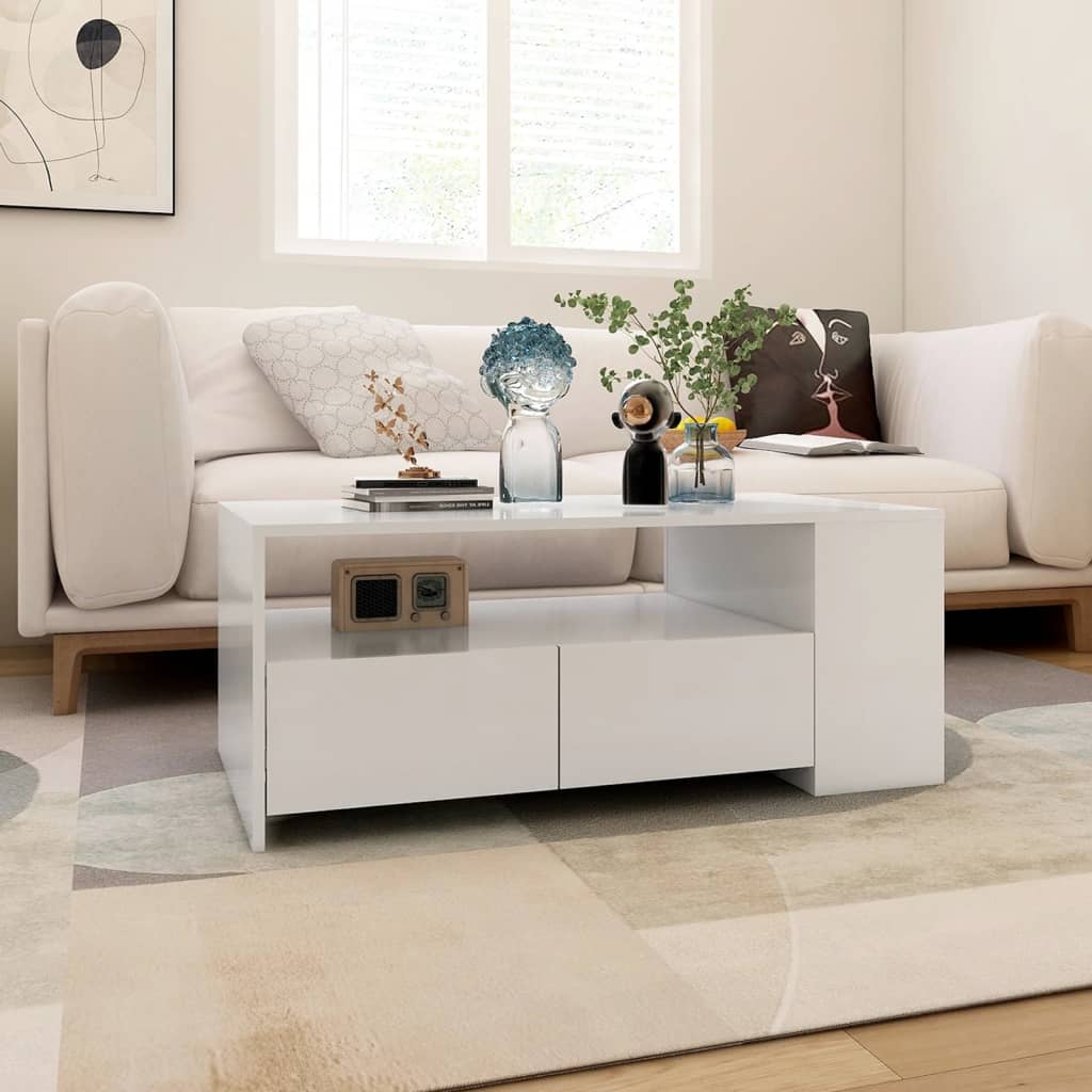 vidaXL Coffee Table White 102x55x42 cm Engineered Wood