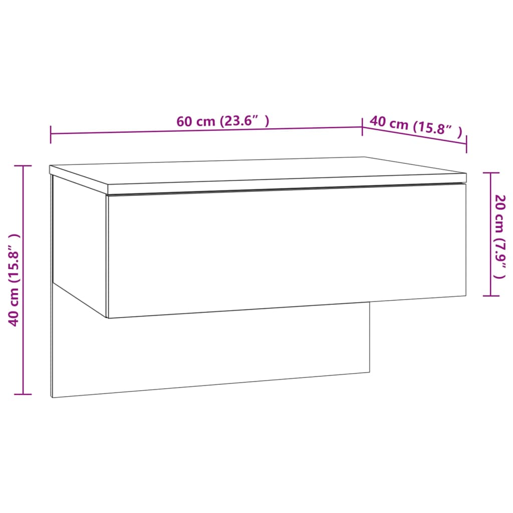 vidaXL Wall-mounted Bedside Cabinets 2 pcs Concrete Grey