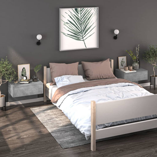 vidaXL Wall-mounted Bedside Cabinets 2 pcs Concrete Grey