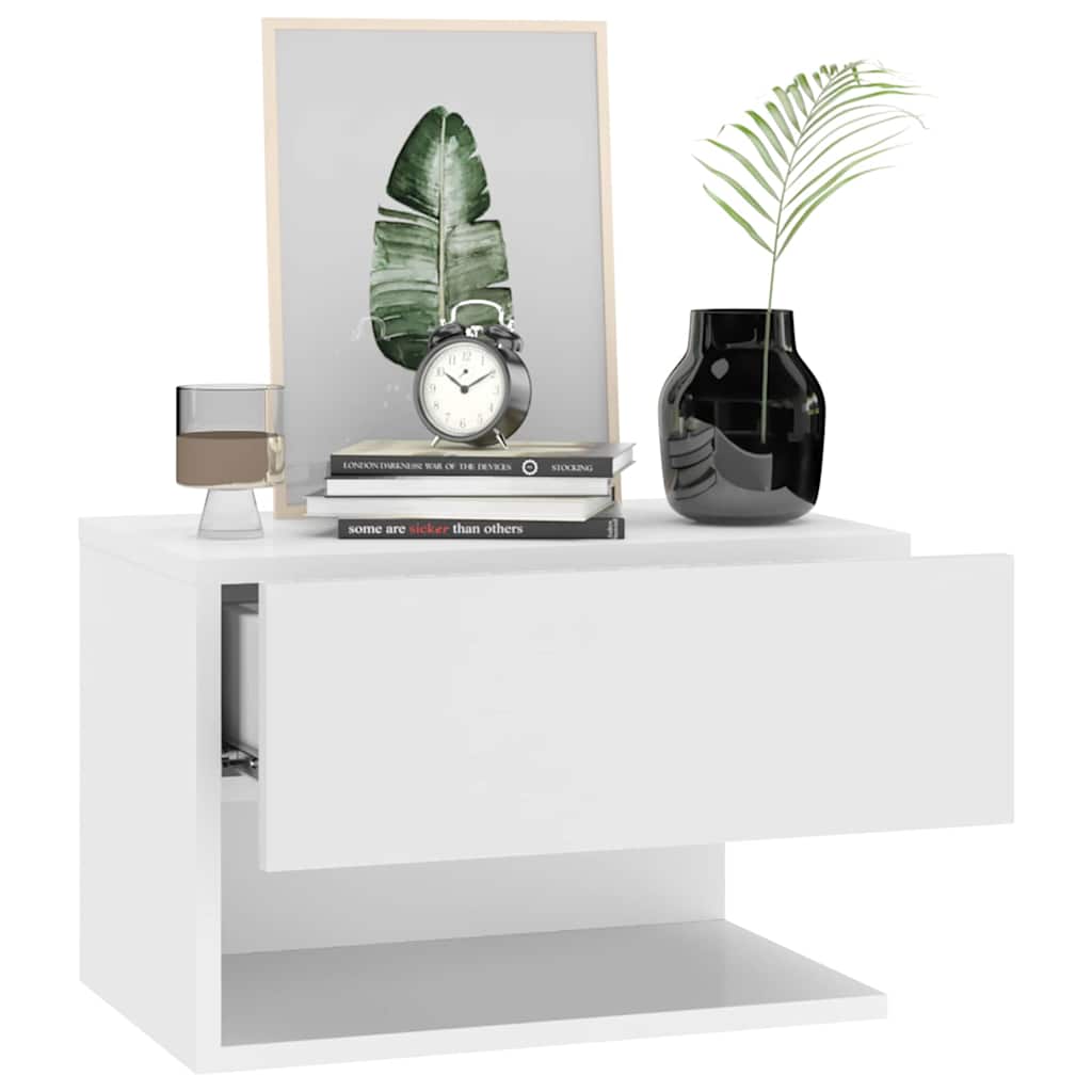 810953 vidaXL Wall-mounted Bedside Cabinet White