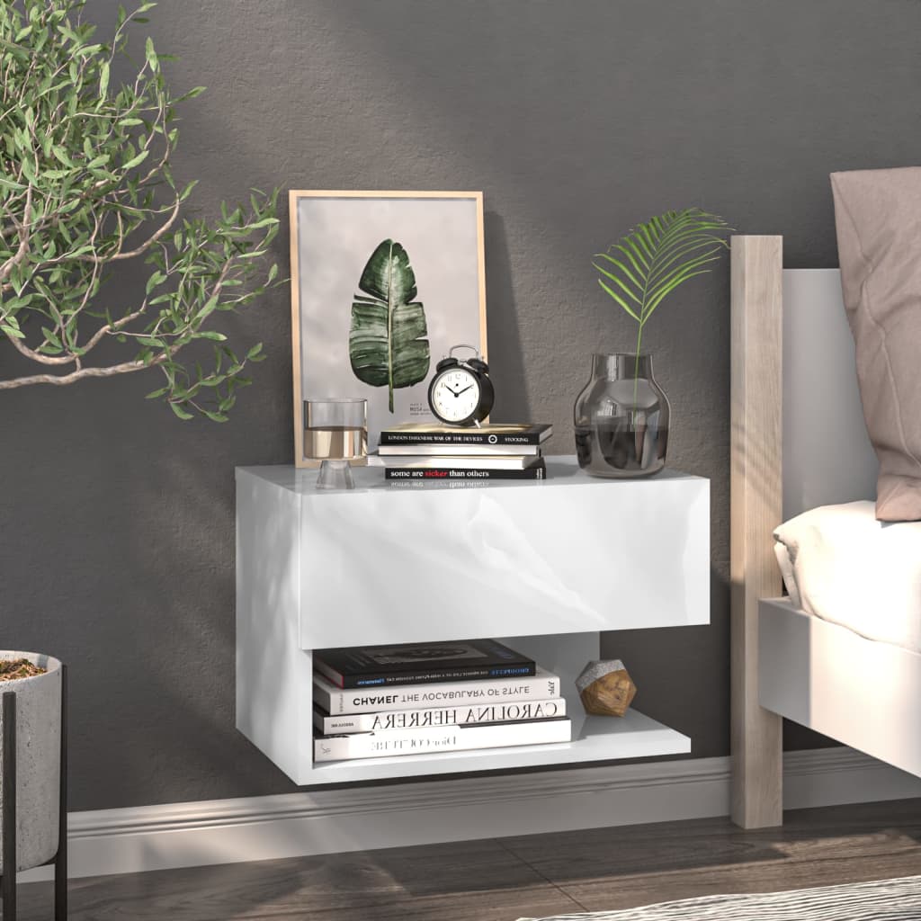 810954 vidaXL Wall-mounted Bedside Cabinets 2 pcs White