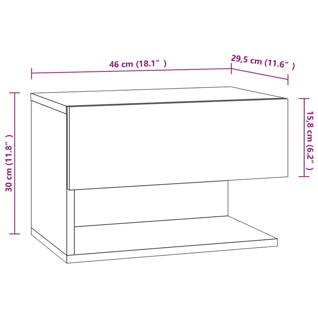 810954 vidaXL Wall-mounted Bedside Cabinets 2 pcs White