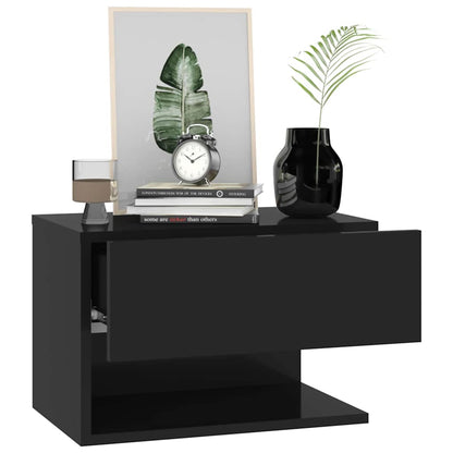 810955 vidaXL Wall-mounted Bedside Cabinet Black