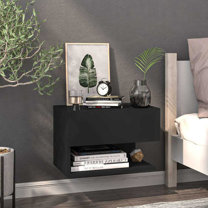 810955 vidaXL Wall-mounted Bedside Cabinet Black