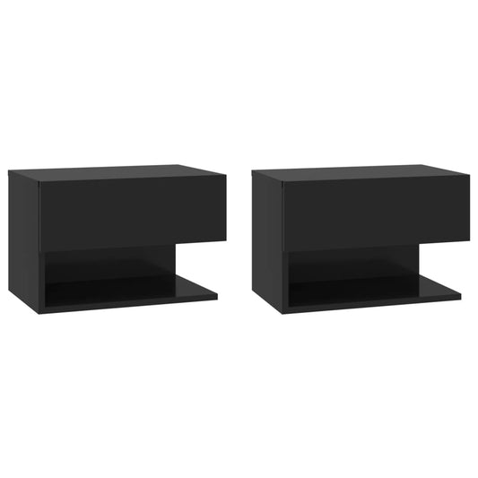 vidaXL Wall-mounted Bedside Cabinets 2 pcs Black