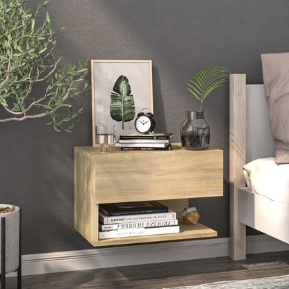 810959 vidaXL Wall-mounted Bedside Cabinet Sonoma Oak