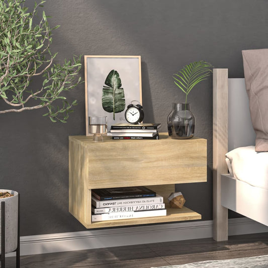 810959 vidaXL Wall-mounted Bedside Cabinet Sonoma Oak