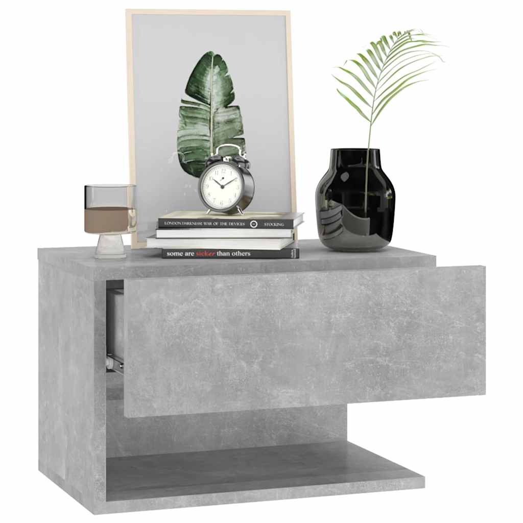 810961 vidaXL Wall-mounted Bedside Cabinet Concrete Grey
