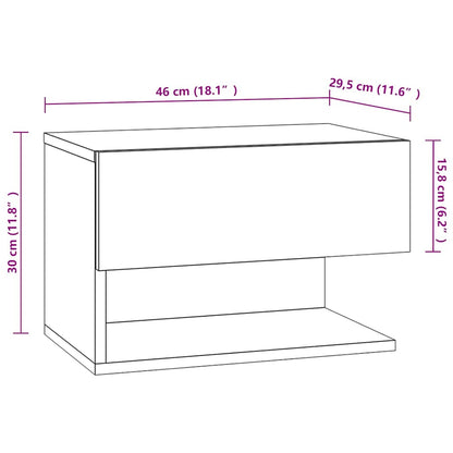 810961 vidaXL Wall-mounted Bedside Cabinet Concrete Grey