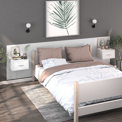 vidaXL Wall-mounted Bedside Cabinet White