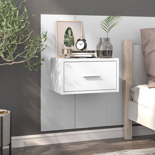 vidaXL Wall-mounted Bedside Cabinet White