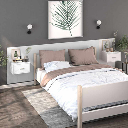 810972 vidaXL Wall-mounted Bedside Cabinets 2 pcs White