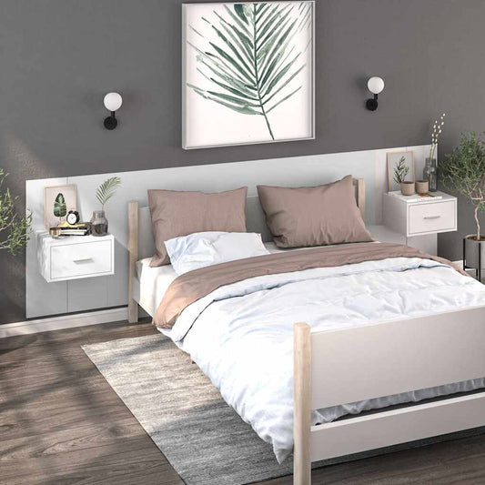 810972 vidaXL Wall-mounted Bedside Cabinets 2 pcs White