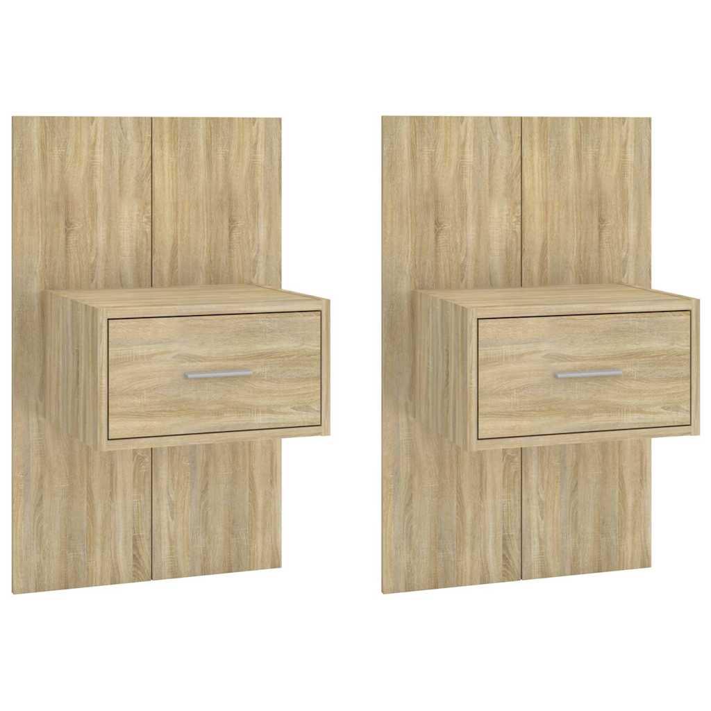 810978 vidaXL Wall-mounted Bedside Cabinets 2 pcs Sonoma Oak
