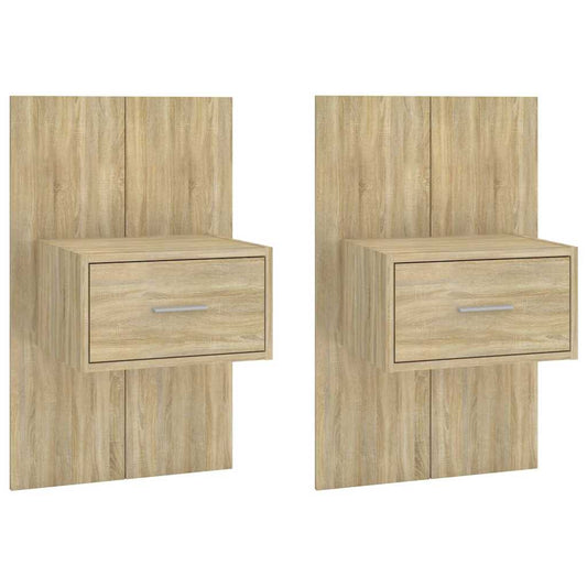 810978 vidaXL Wall-mounted Bedside Cabinets 2 pcs Sonoma Oak