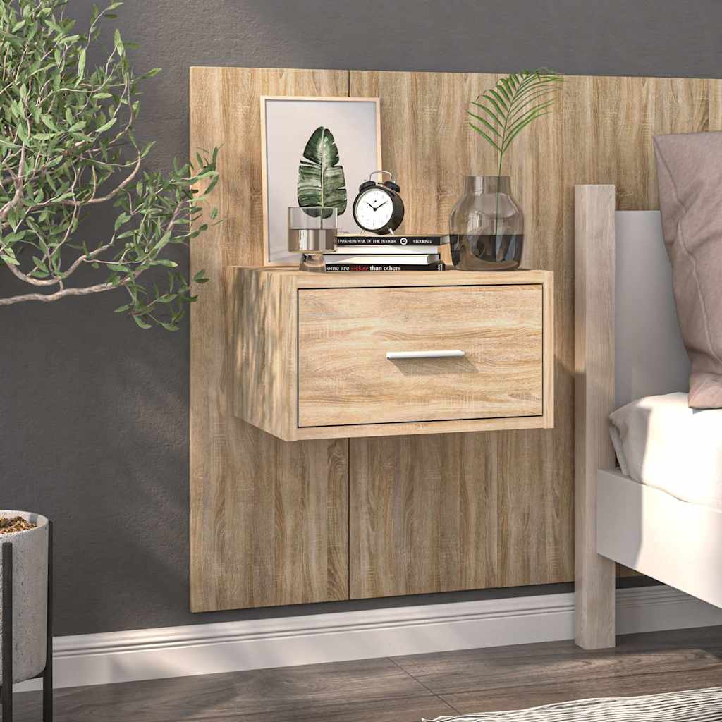 810978 vidaXL Wall-mounted Bedside Cabinets 2 pcs Sonoma Oak