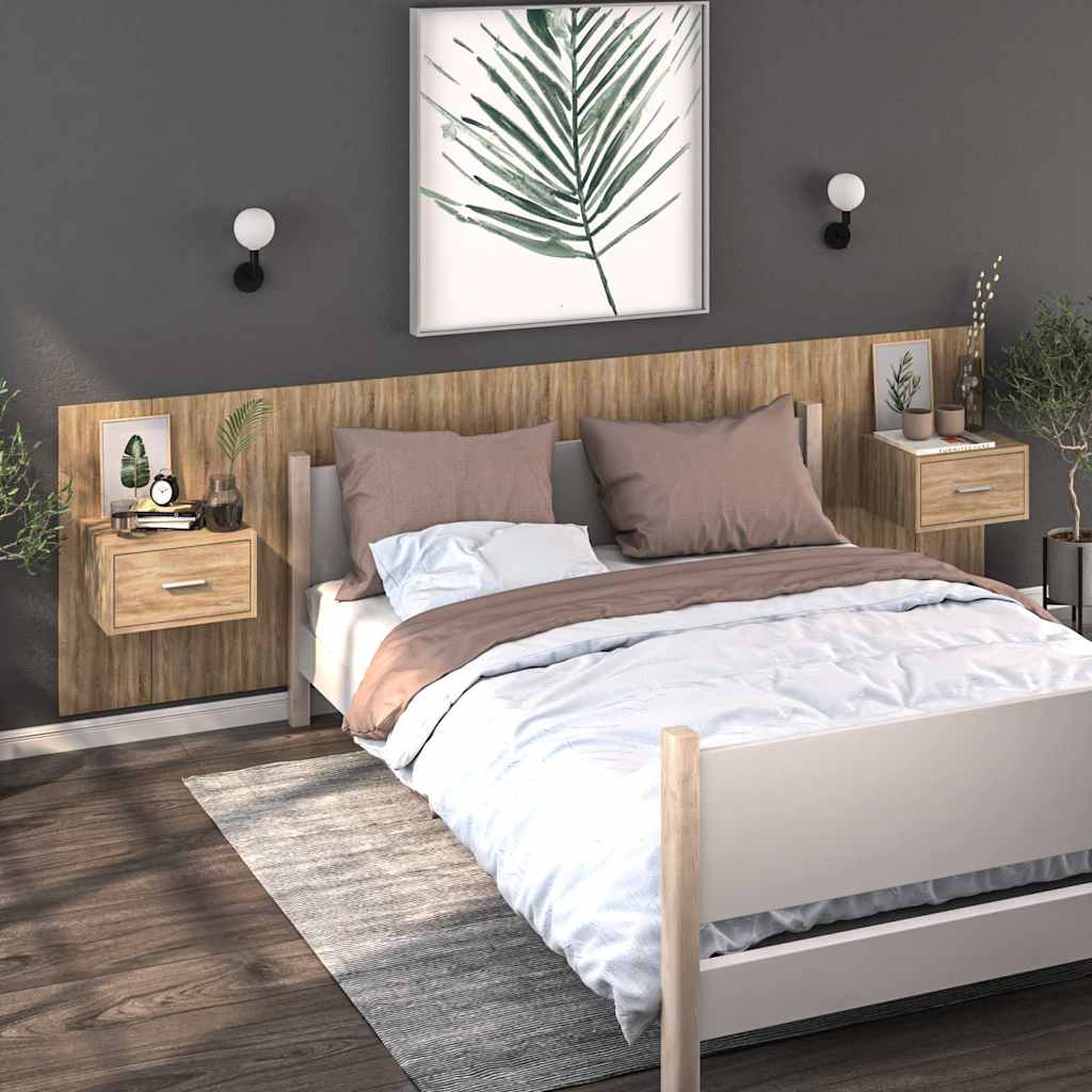 810978 vidaXL Wall-mounted Bedside Cabinets 2 pcs Sonoma Oak