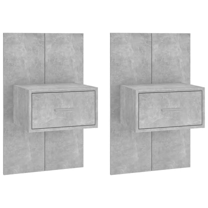 810980 vidaXL Wall-mounted Bedside Cabinets 2 pcs Concrete Grey
