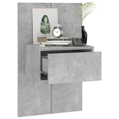 810980 vidaXL Wall-mounted Bedside Cabinets 2 pcs Concrete Grey