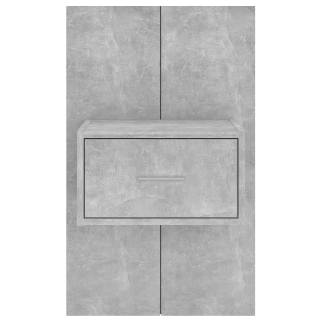 810980 vidaXL Wall-mounted Bedside Cabinets 2 pcs Concrete Grey