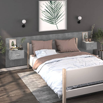 810980 vidaXL Wall-mounted Bedside Cabinets 2 pcs Concrete Grey