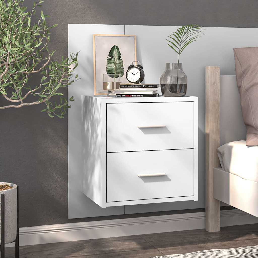 810990 vidaXL Wall-mounted Bedside Cabinets 2 pcs White