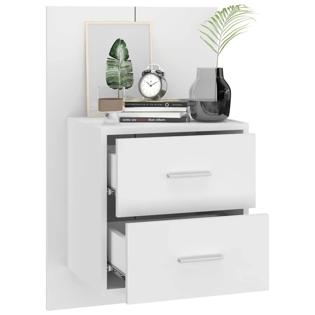 810990 vidaXL Wall-mounted Bedside Cabinets 2 pcs White